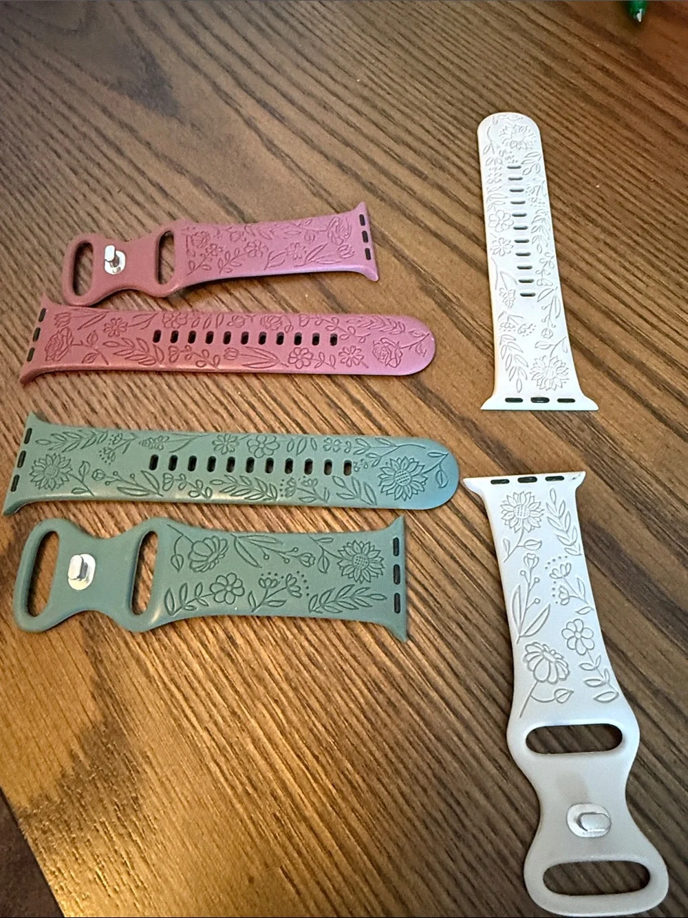Floral Silicone Watch Band Replacement - Pink, Green, White